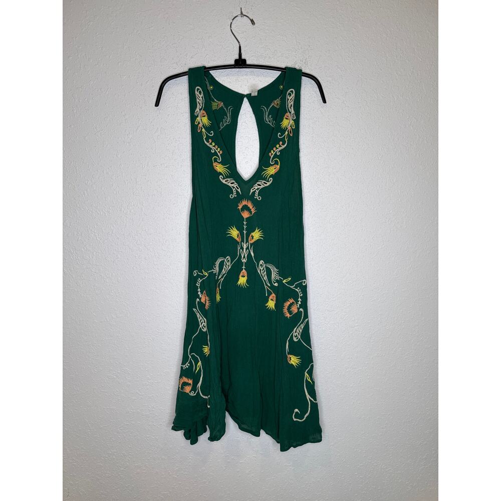 Free People Intimately Embroidered Mini Sleevless Crepe Tunic Dress EUC Sz M